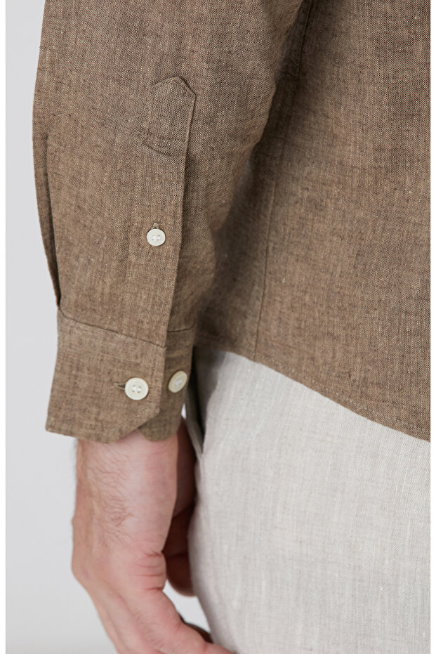 Vizon Keten Karışımlı Gömlek - 7