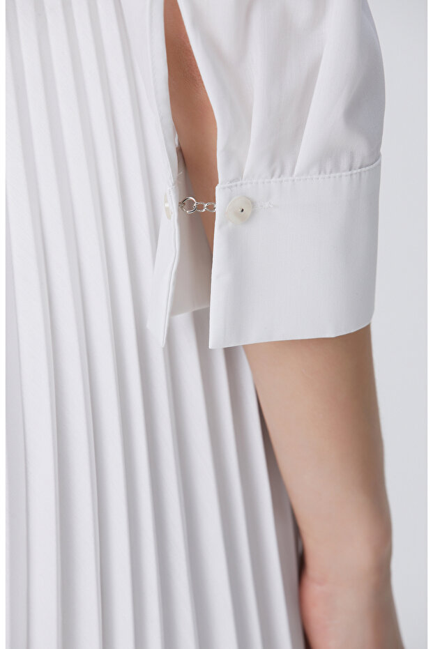 Beyaz Mini Elbise - 7