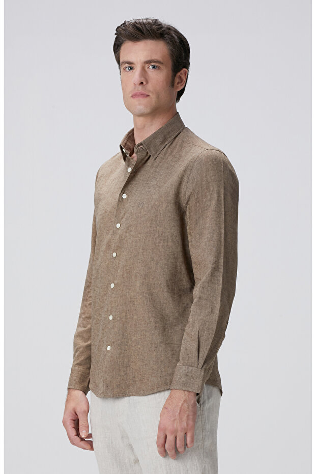 Vizon Keten Karışımlı Gömlek - 4