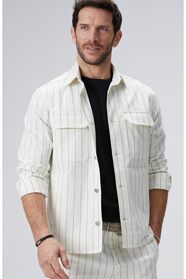 Kırık Beyaz Dış Gömlek - 1