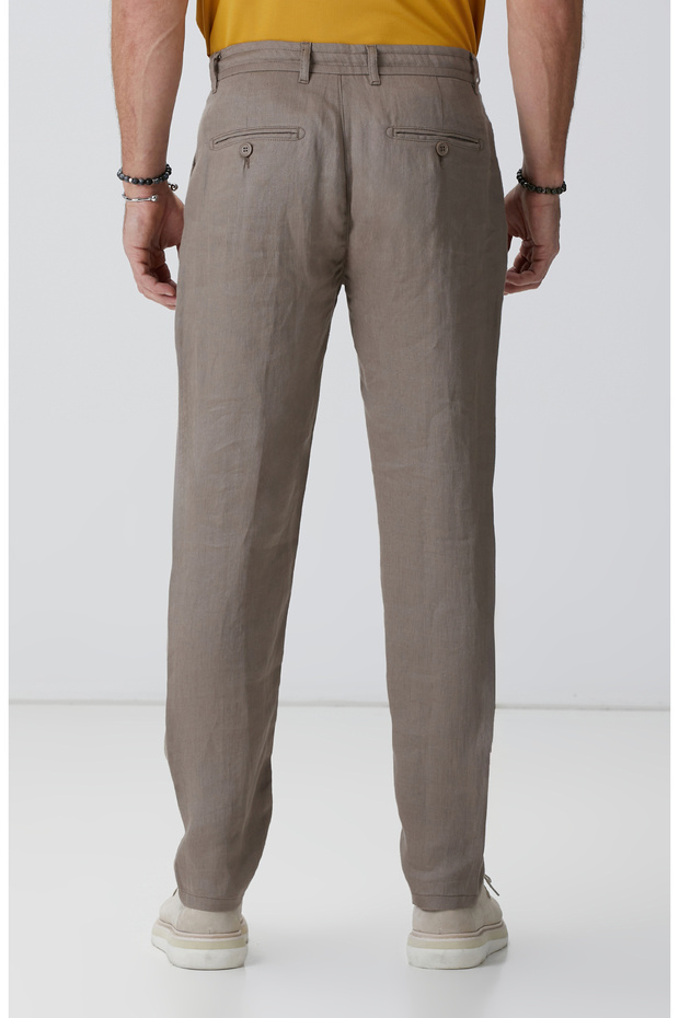 Bej Keten Pantolon - 3