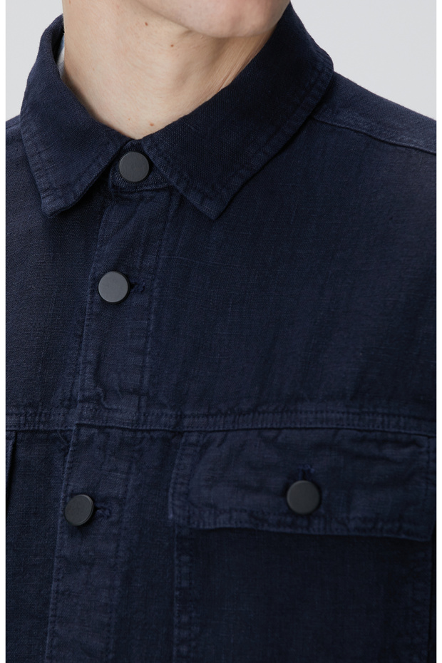 Lacivert Keten Dış Gömlek - 6