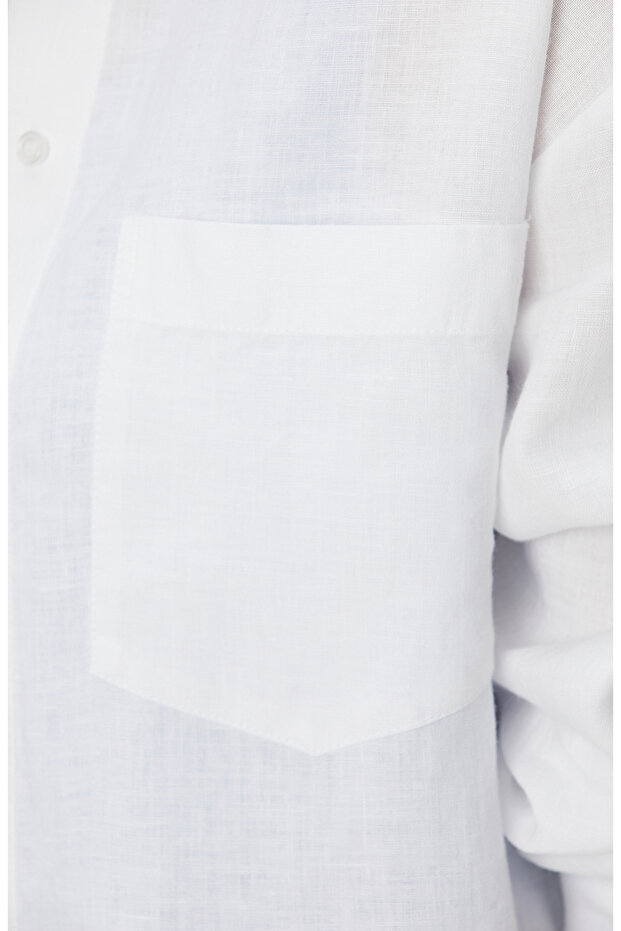 Beyaz Keten Gömlek - 7