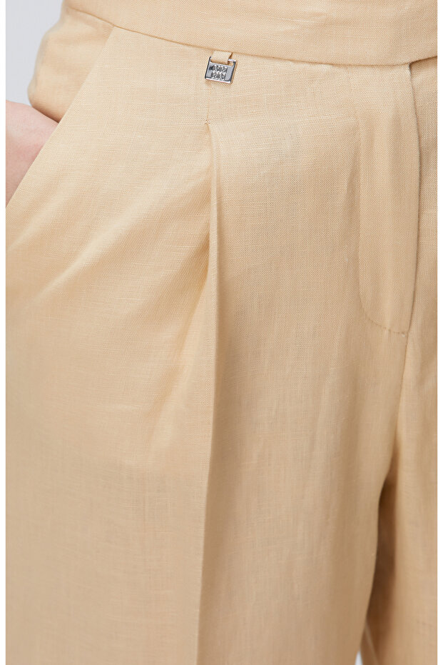 Bej Keten Pantolon - 5