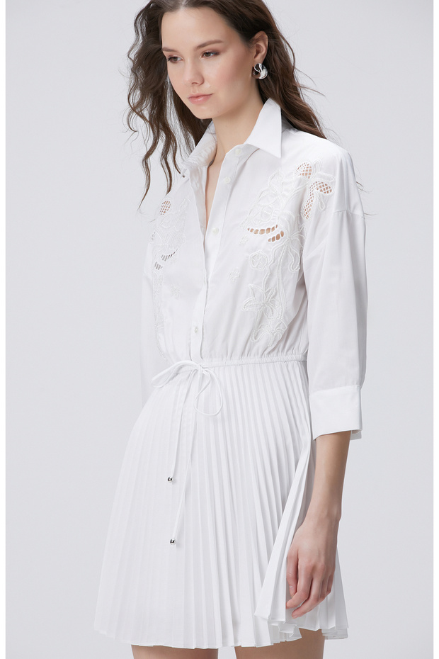 Beyaz Mini Elbise - 3