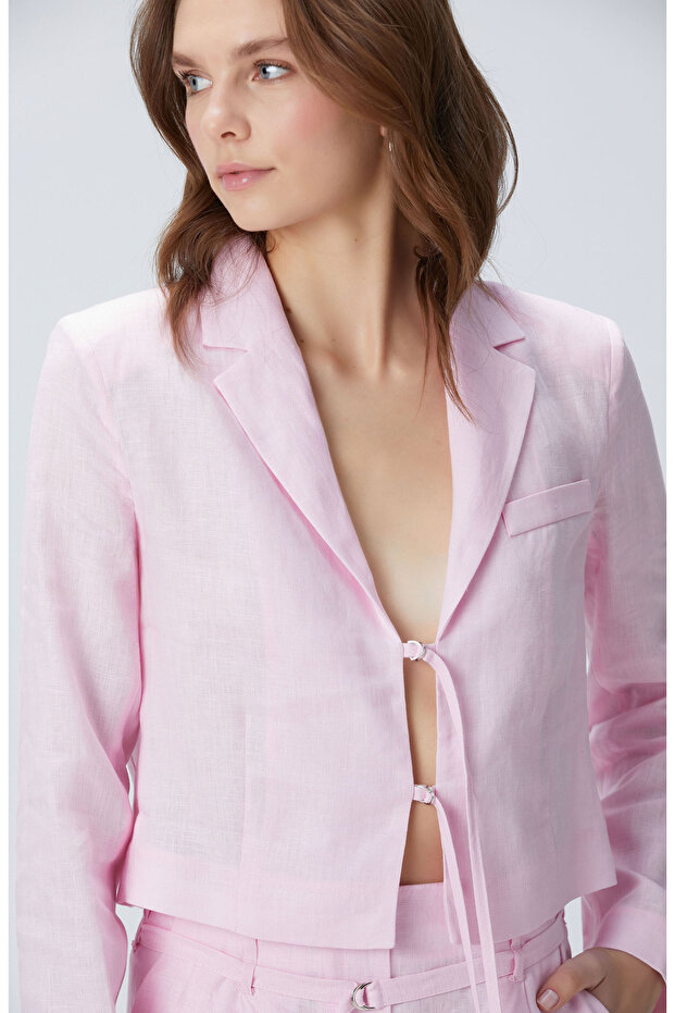 Pembe Keten Ceket - 1