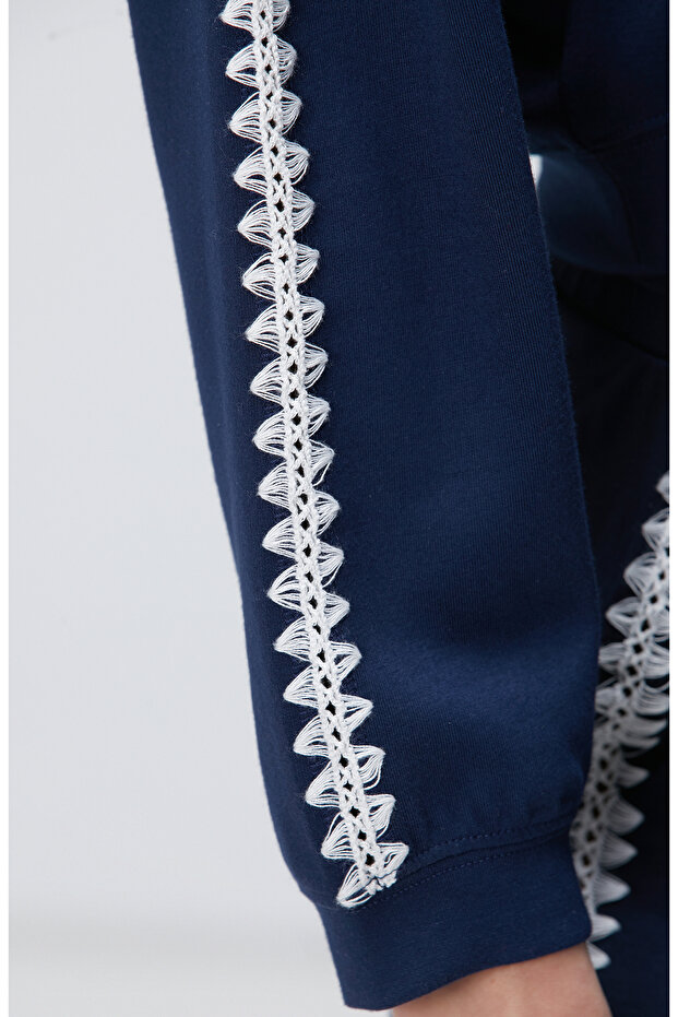 Lacivert Crop Sweatshirt - 6