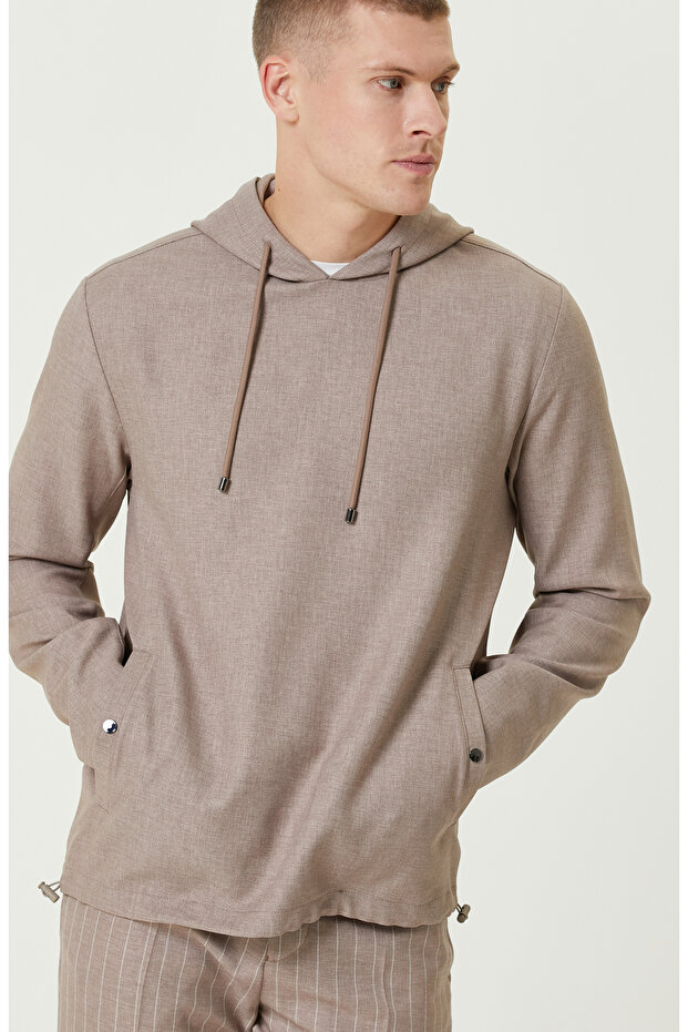 Bej Kapüşonlu Comfort Dış Gömlek - 2