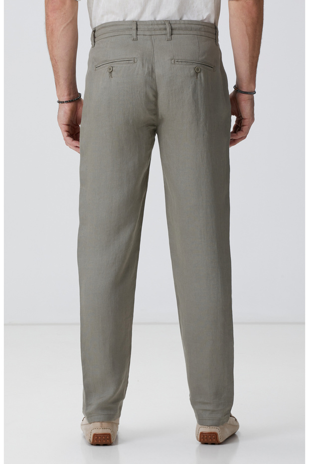 Haki Keten Pantolon - 3