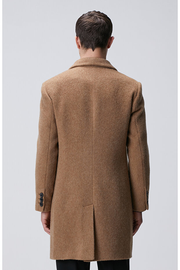 Camel Yün Karışımlı Palto - 5