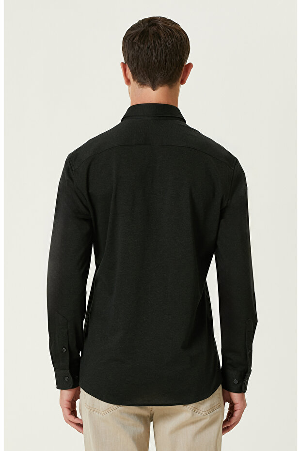 Haki Diyagonal Örme Gömlek - 5