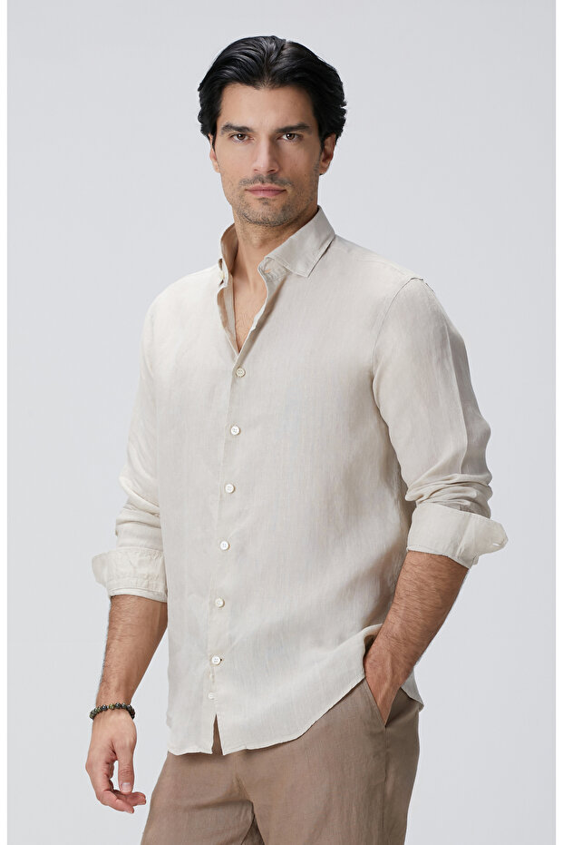 Naturel Keten Gömlek - 1