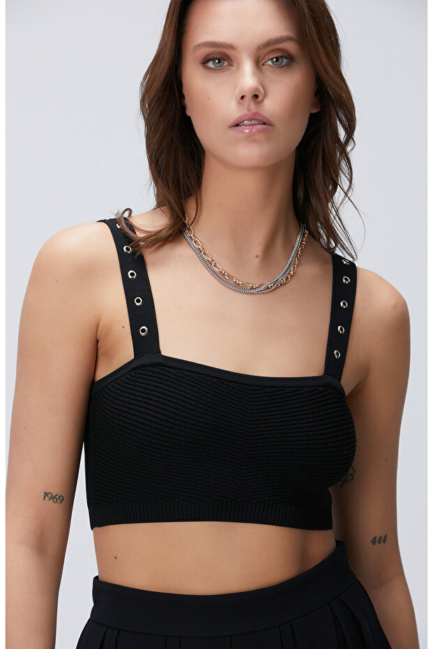 Siyah Triko Büstiyer - 1