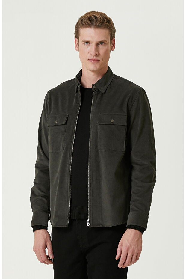 Haki Kadife Ceket - 1