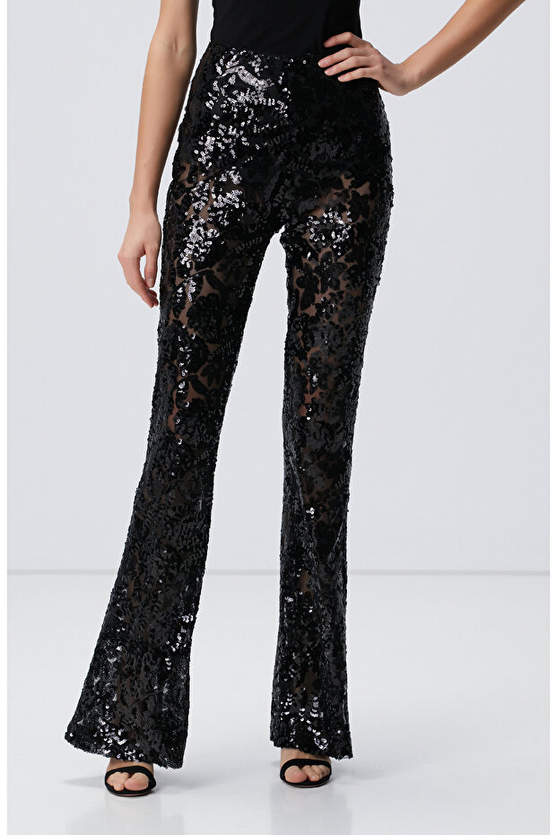 Siyah Payetli Pantolon - 4