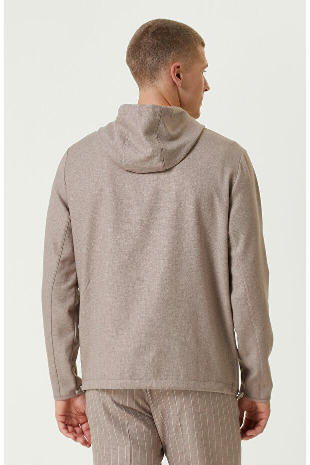 Bej Kapüşonlu Comfort Dış Gömlek - 5