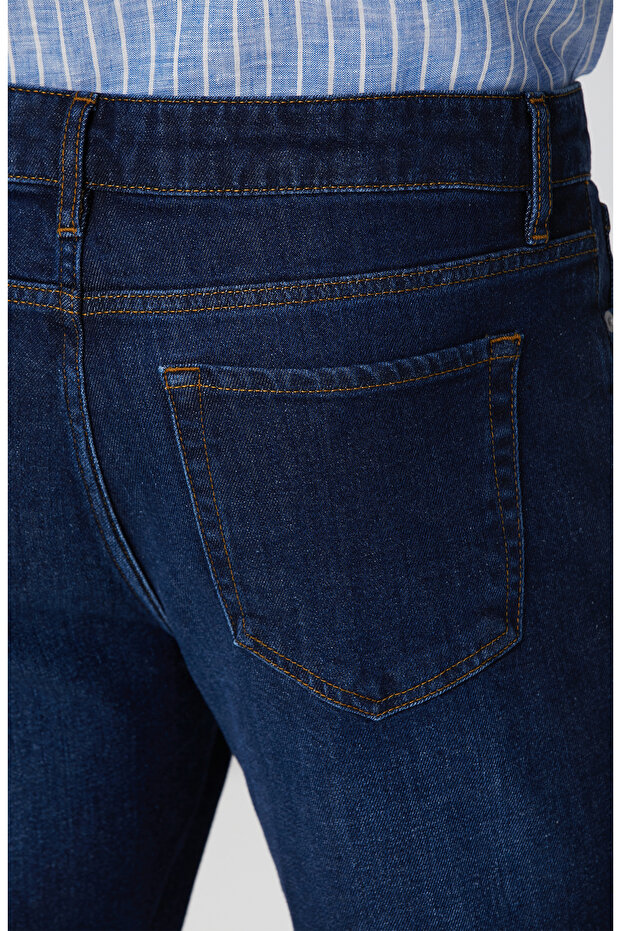 Lacivert Denim Pantolon - 5