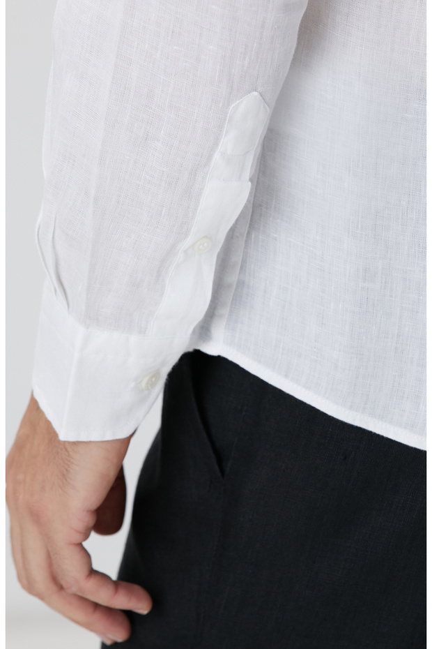 Beyaz Keten Gömlek - 7