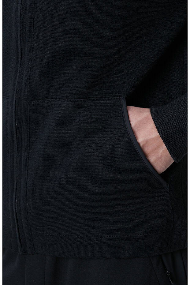 Siyah Yün Karışımlı Mont - 7