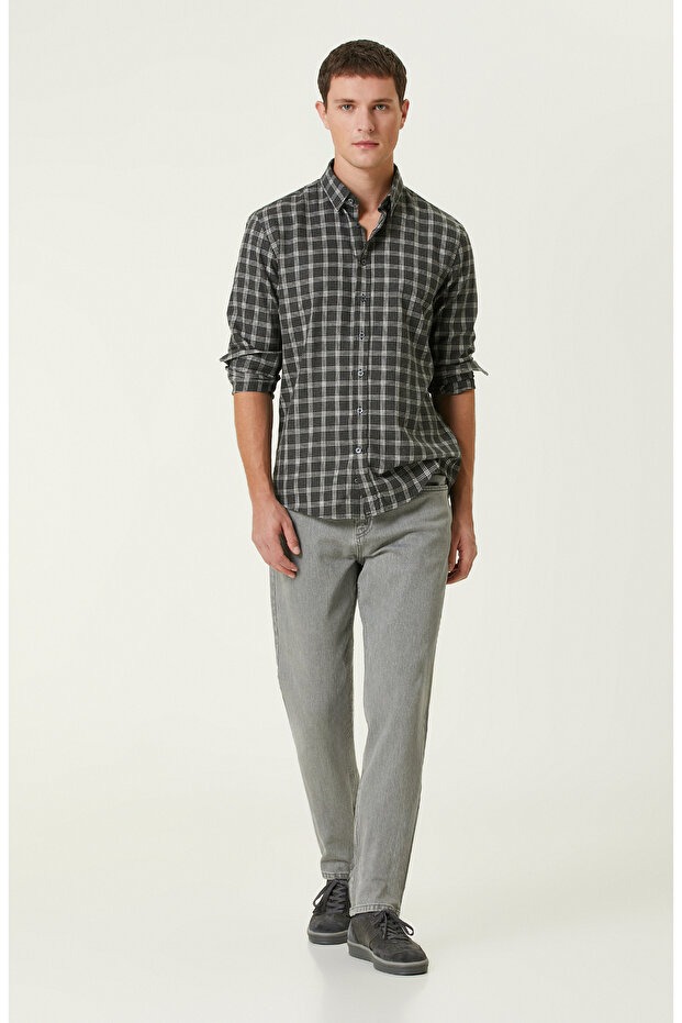 Gri Denim Pantolon - 1