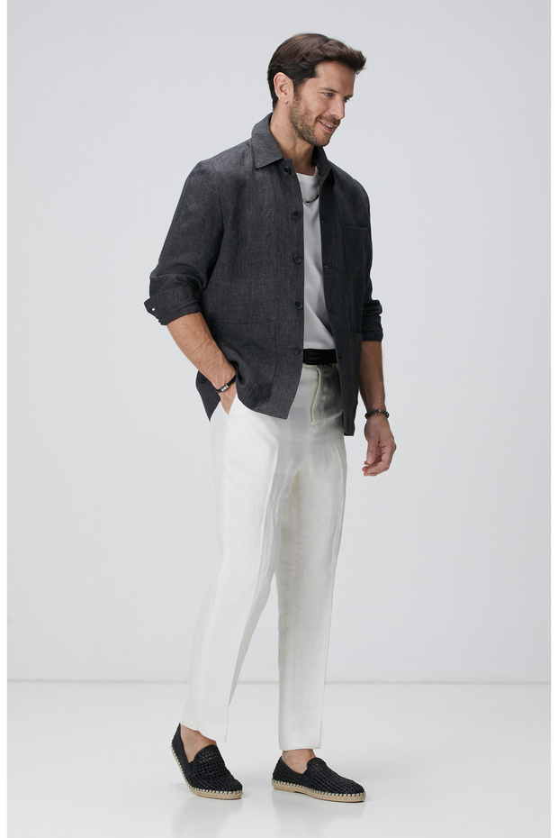 Antrasit Keten Ceket - 3