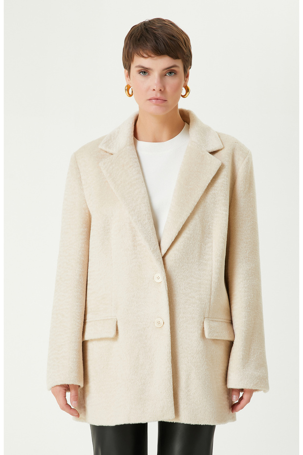 Kırık Beyaz Oversize Kaban - 4