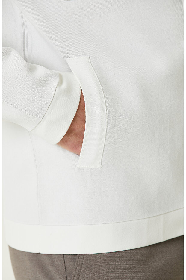 Ekru Yün Karışımlı Triko Ceket - 7