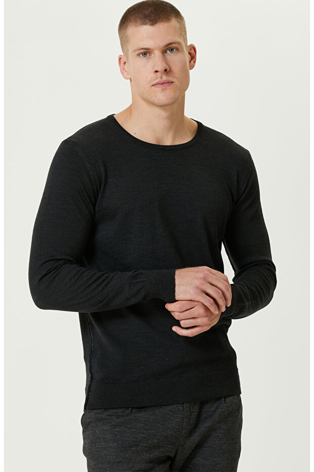 Antrasit Yün Triko Kazak - 1