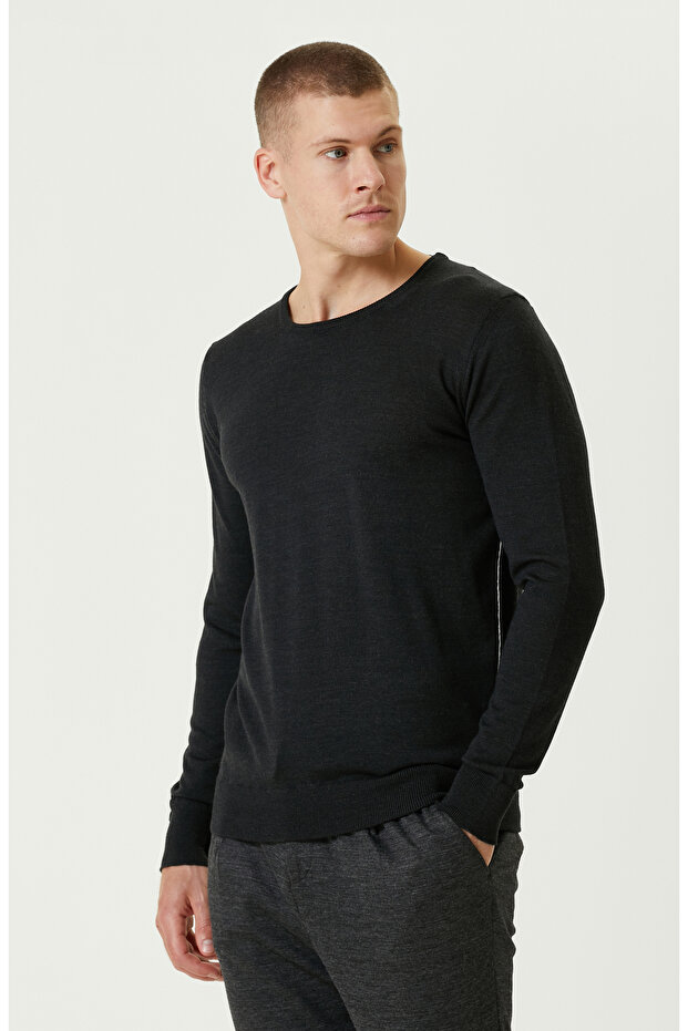 Antrasit Yün Triko Kazak - 2