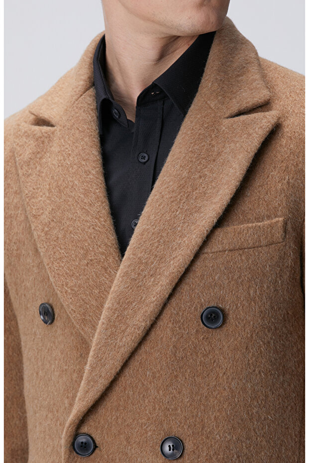 Camel Yün Karışımlı Palto - 6
