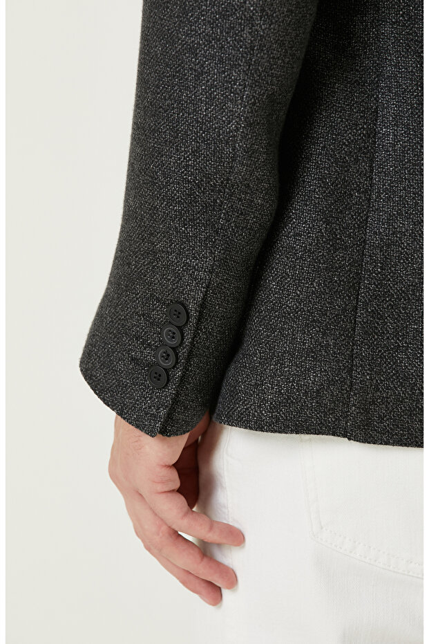 Antrasit Keten Karışımlı Ceket - 7