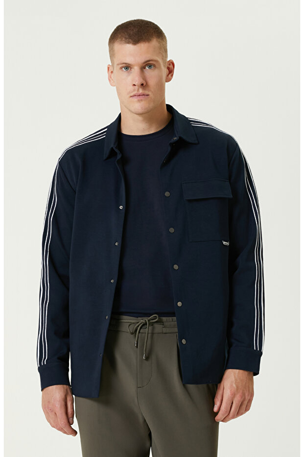 Lacivert N Tech Örme Dış Gömlek - 1