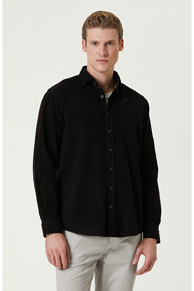 Bordo Fitilli Kadife Gömlek - 1