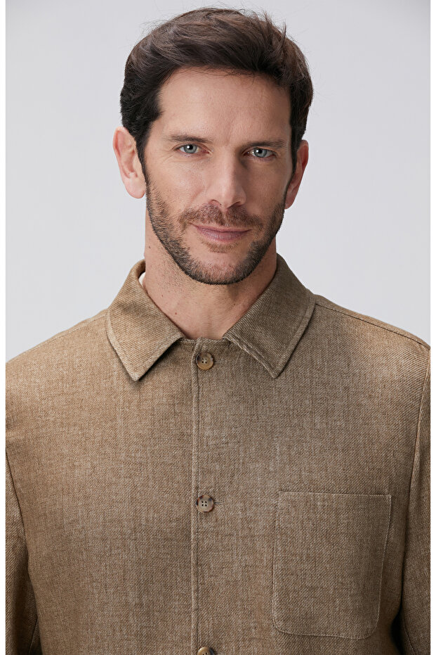 Camel Keten Karışımlı Ceket - 7