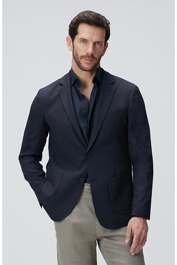 Lacivert Armürlü Ceket - 2