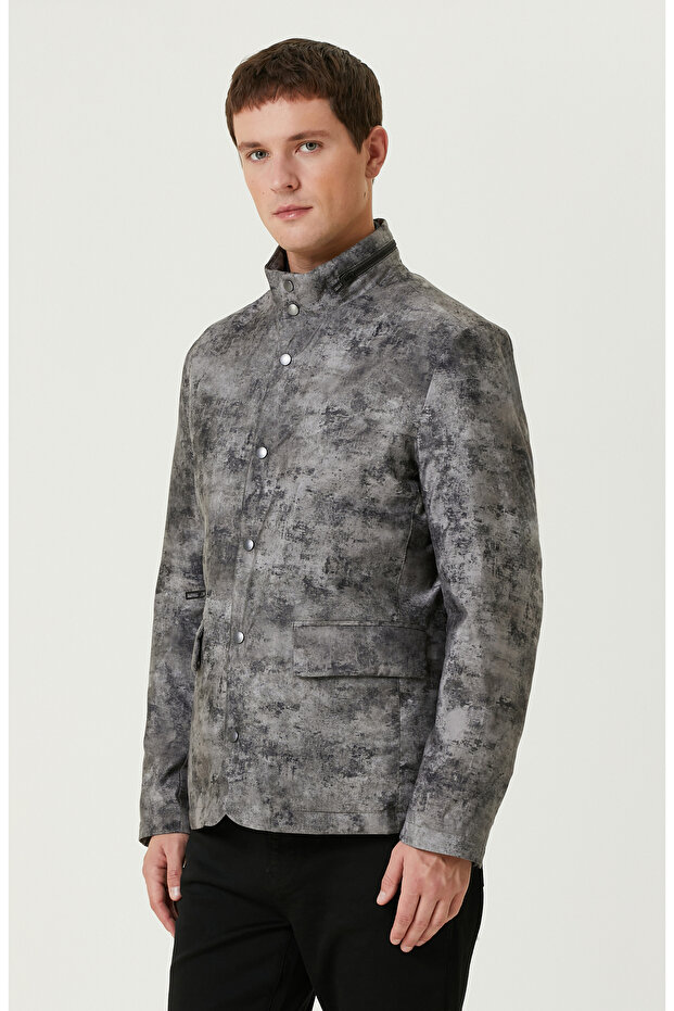 Gri Print Baskılı Ceket - 4