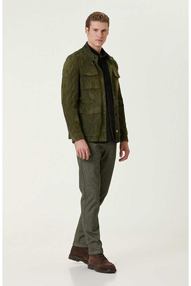 Haki Fitilli Kadife Gömlek - 3