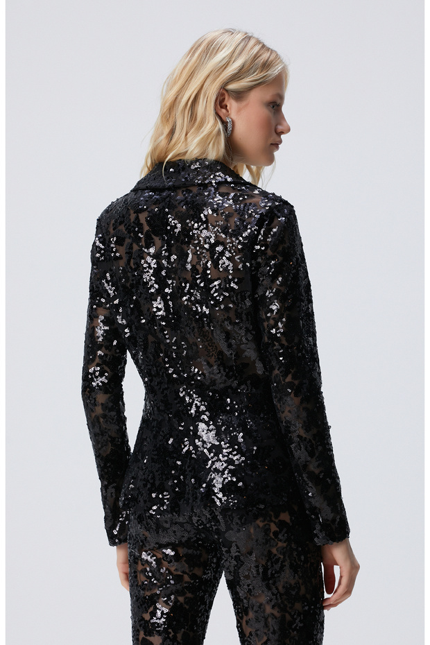 Siyah Payetli Gömlek - 5