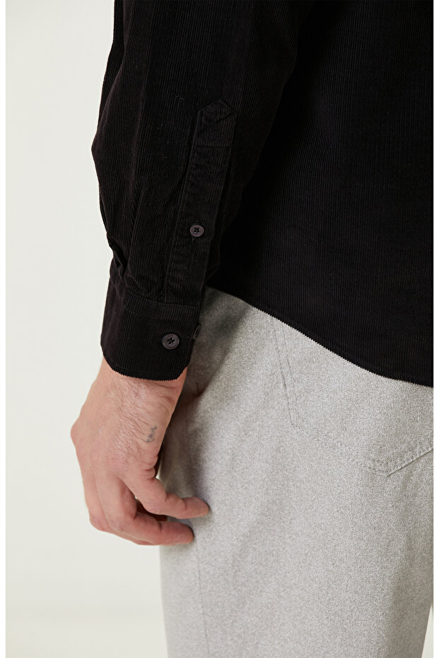 Bordo Fitilli Kadife Gömlek - 7