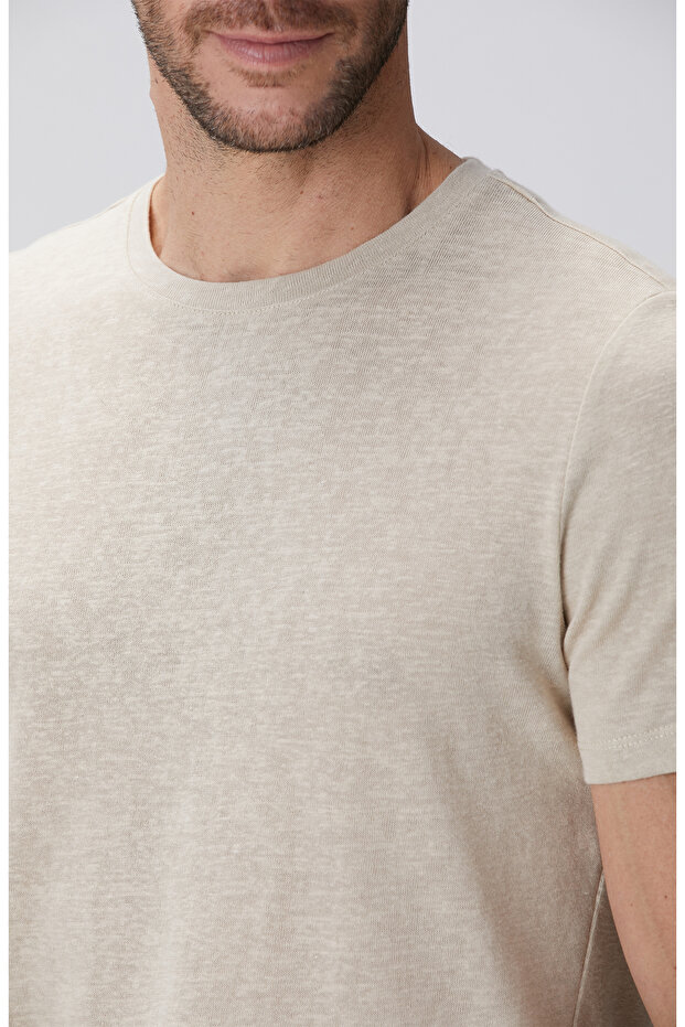 Bej Basic T-shirt - 6