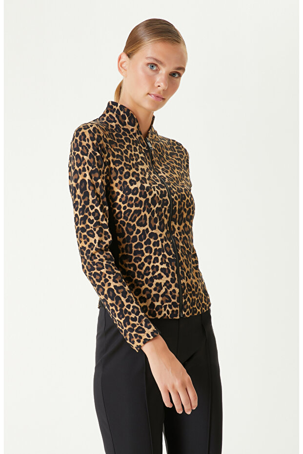 Camel Siyah N-Tech Leopar Detaylı SweaTshirt - 4