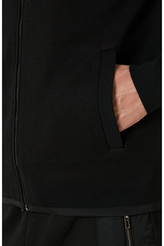 Siyah N-Tech Yün Karışımlı Hırka - 7