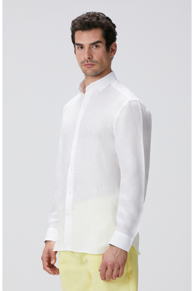 Beyaz Keten Gömlek - 4