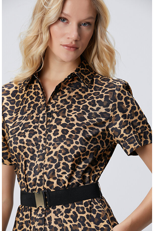 Kahverengi Camel Midi Elbise - 2