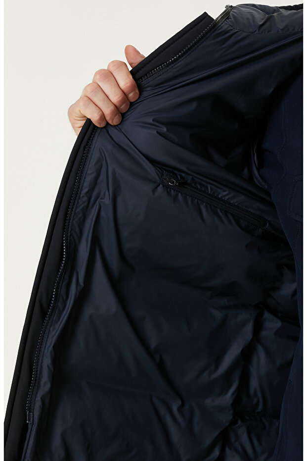 Lacivert Kapitoneli Mont - 6