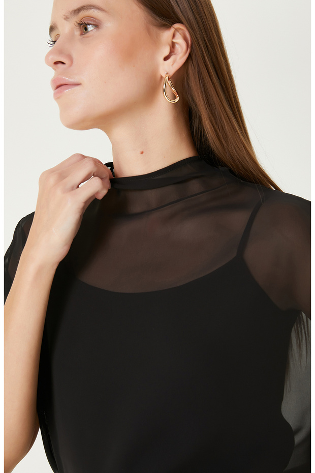 Siyah Şifon Bluz - 2