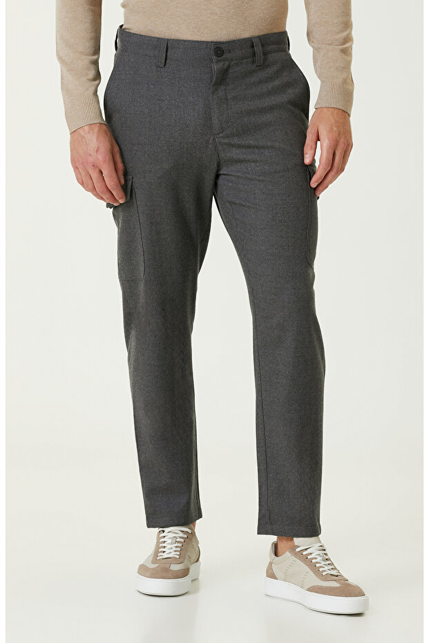 Gri Yün Karışımlı Pantolon - 2
