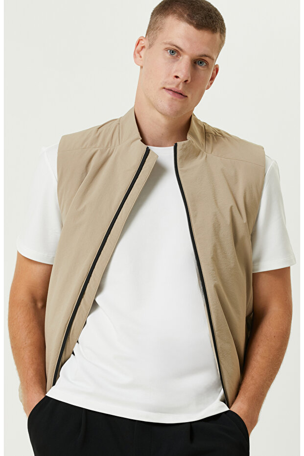 Bej N-Tech Dik Yaka Casual Yelek - 2