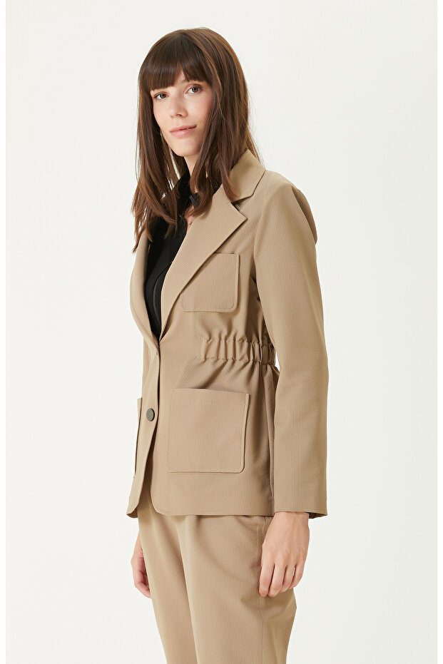 N-tech Bej Beli Lastikli Ceket - 4