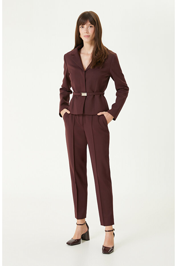 Bordo Yün Karışımlı Ceket - 3